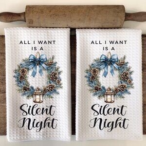 Christmas Wreath Kitchen Towel set, Holiday Kitchen Decor, Christmas Home Gift